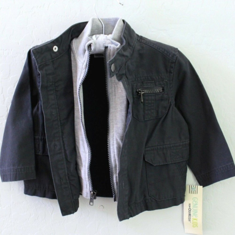 Genuine Kids by OshKosh Girls Charcoal High Neck Jacket Size 18 Months